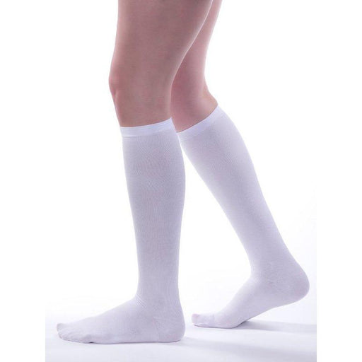 Allegro Premium Women's Ribbed Dress Socks 8-15 mmHg, White