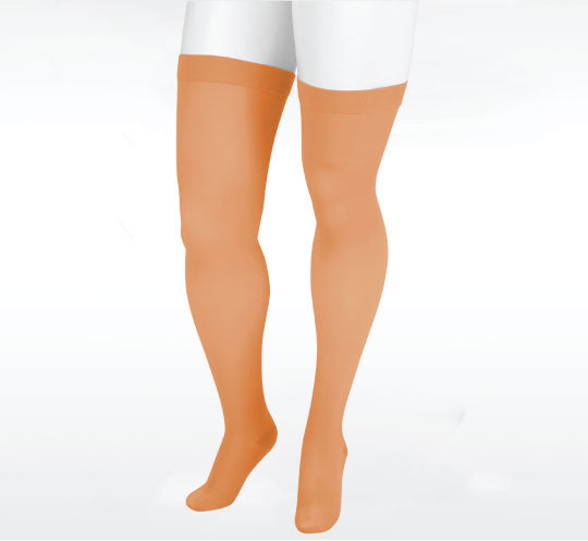 Juzo Naturally Sheer Thigh High 20-30 mmhg w/ Silicone Band, Orange Moon