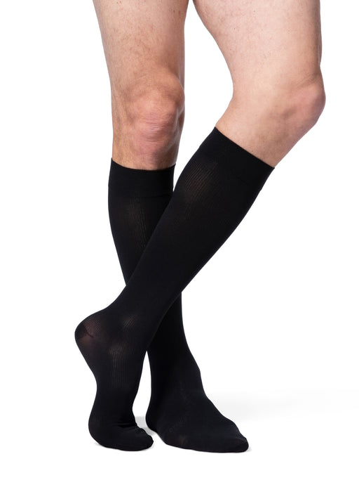 Sigvaris Opaque Men's 30-40 mmHg Knee High w/ Silicone Grip-Top, Light Black