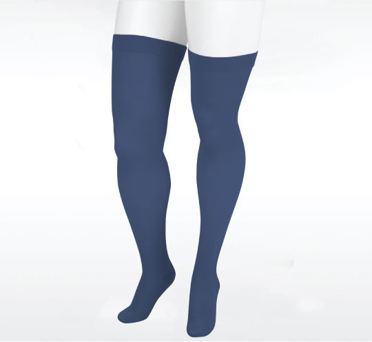 Juzo Naturally Sheer Thigh High 15-20 mmhg w/ Silicone Band, Soulful Blue