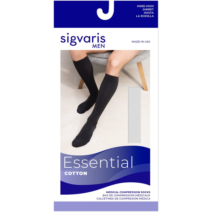Sigvaris Cotton Men's Knee High 20-30 mmHg w/ Silicone Band Grip