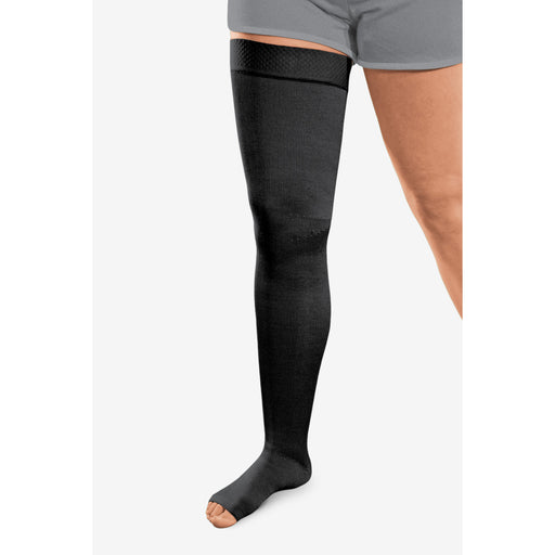Medical Compression Stockings for Men - Thigh High with Grip Top - Firm Graduated Compression 20-30mmHg - Black, Size Large - Absolute Support - Made
