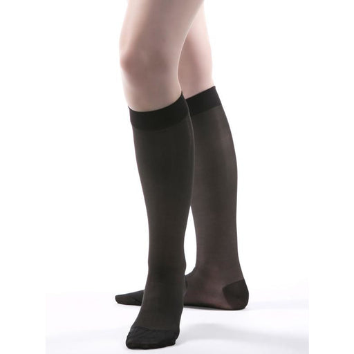 Medi Mediven Plus Class 2 Black Below Knee Extra Wide Compression Stockings  with Open Toe - Compression Stockings